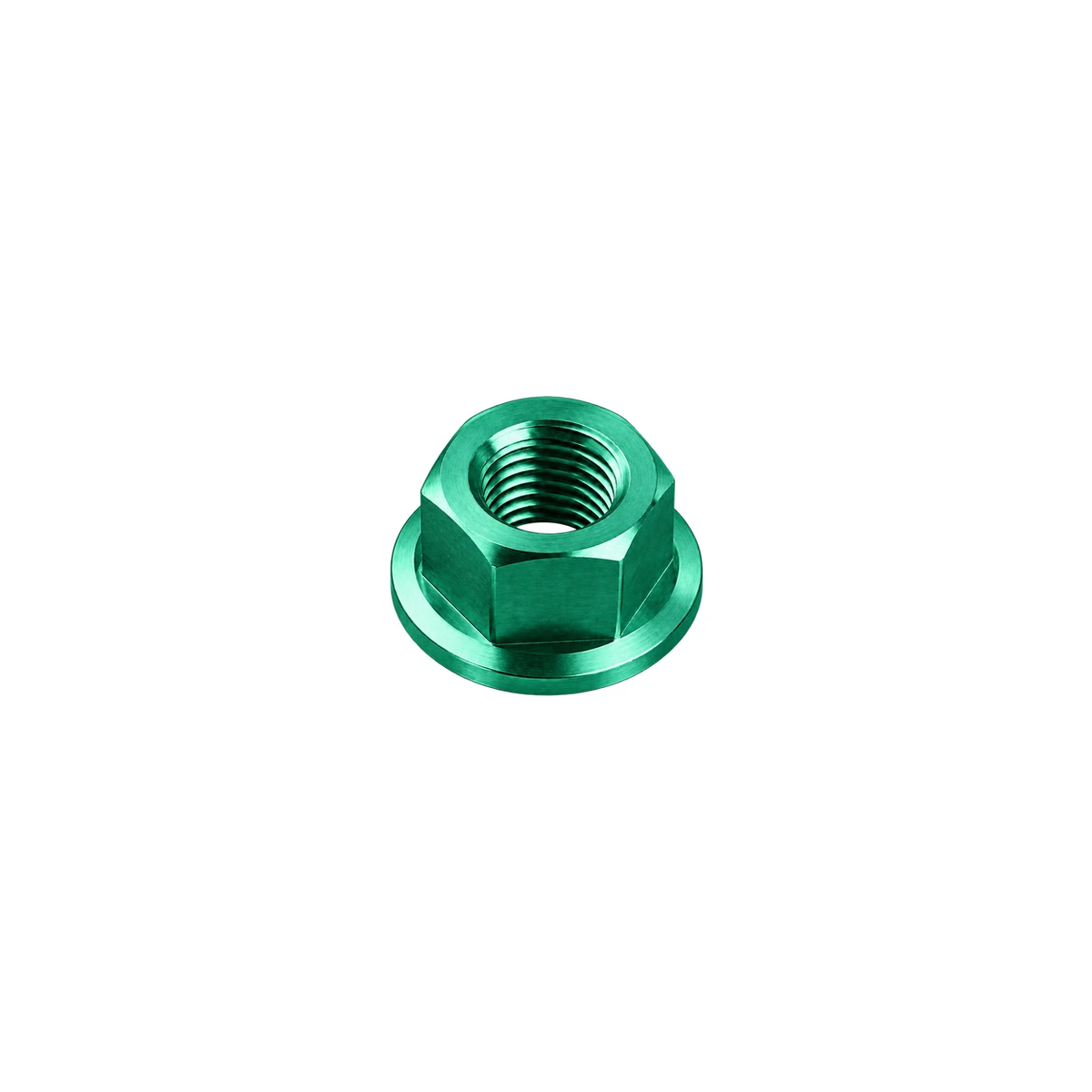 M10 x 1.5 Titanium Hex Flange Nut — Green