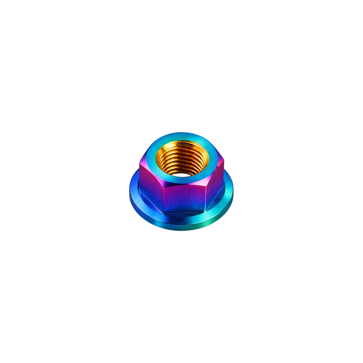 M12 x 1.25 Titanium Hex Flange Nut — Rainbow