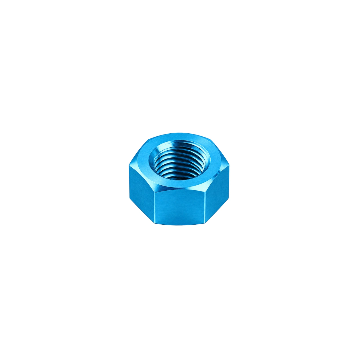 M8 Titanium Hex Nut — Aqua Blue