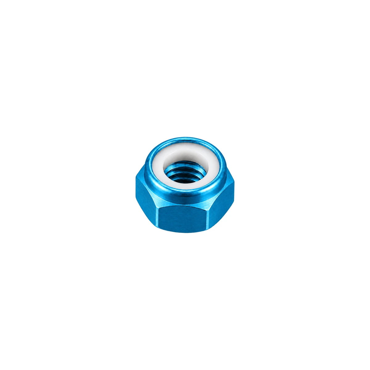 M10 x 1.5 Titanium Nylon Lock Nut — Aqua Blue