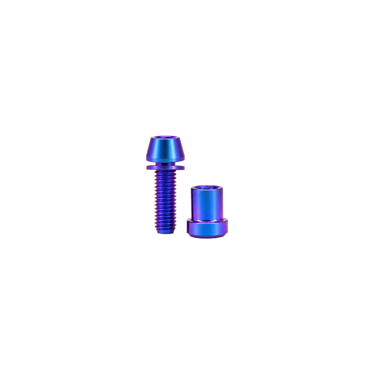 M5 Titanium Stem Clamp Bolt Set — Blue Purple