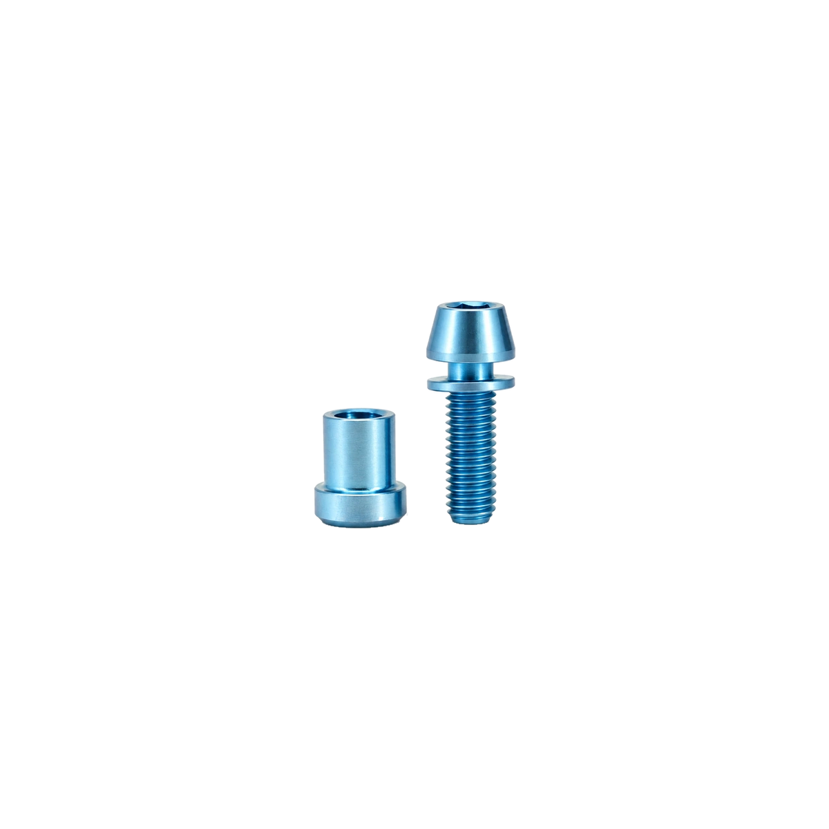 M5 Titanium Stem Clamp Bolt Set — Ice Blue
