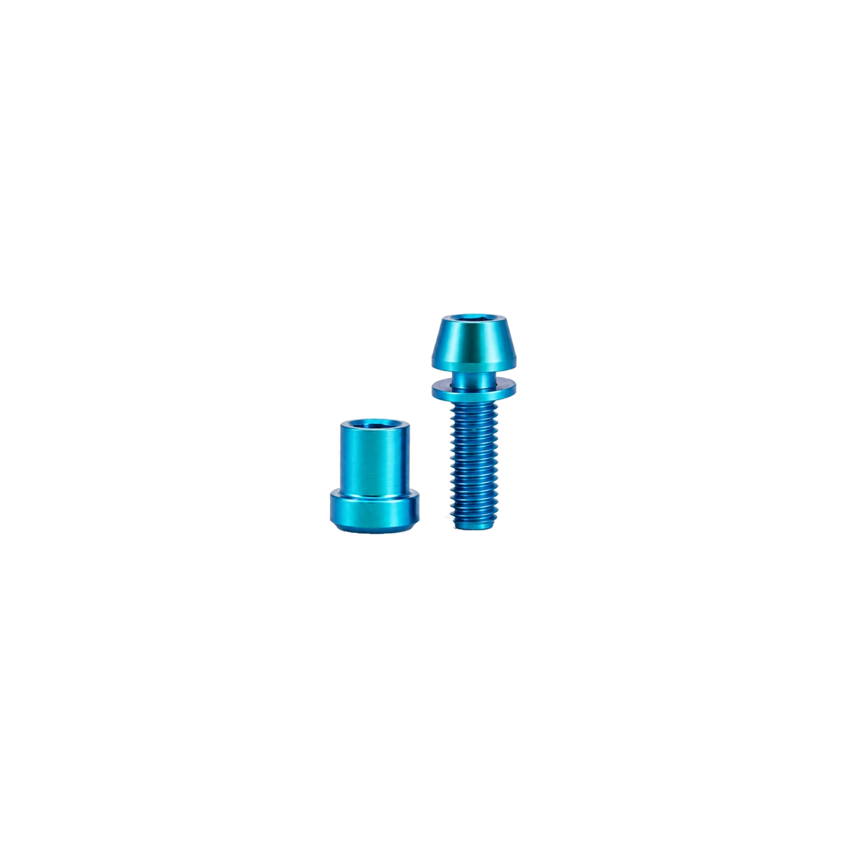 M5 Titanium Stem Clamp Bolt Set — Aqua Blue