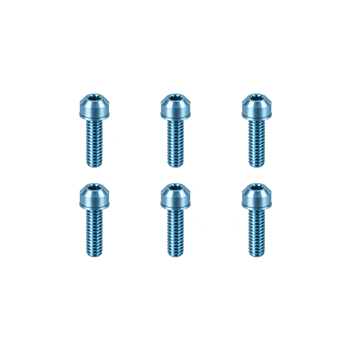 M5 Titanium Stem Bolt Kit (6pcs, 18mm) — Ice Blue
