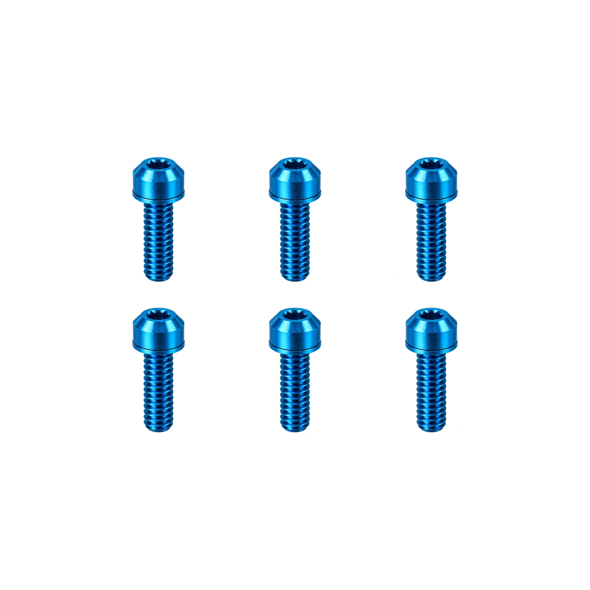M5 Titanium Stem Bolt Kit (6pcs, 18mm) — Aqua Blue