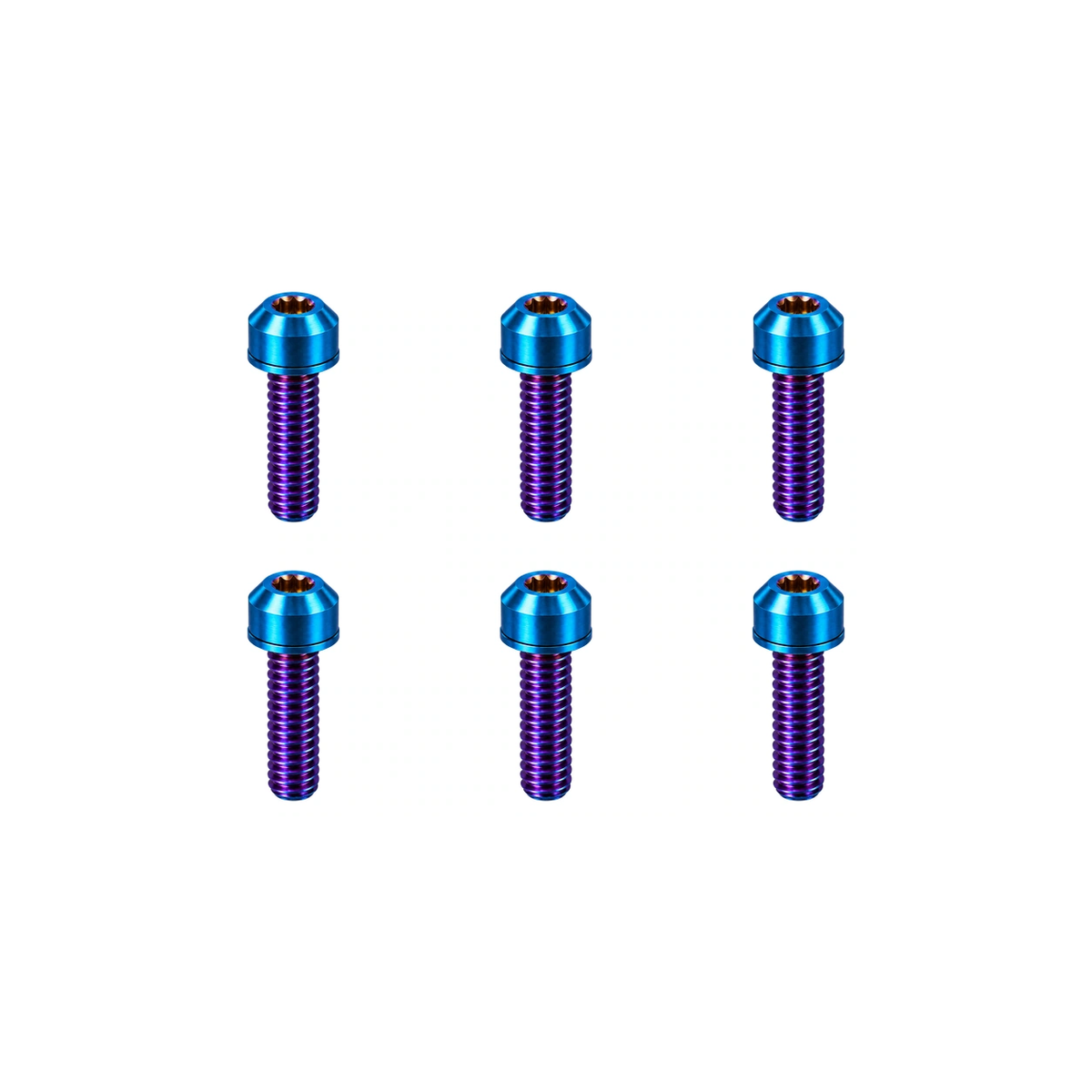 M5 Titanium Stem Bolt Kit (6pcs, 18mm) — Burnt Blue