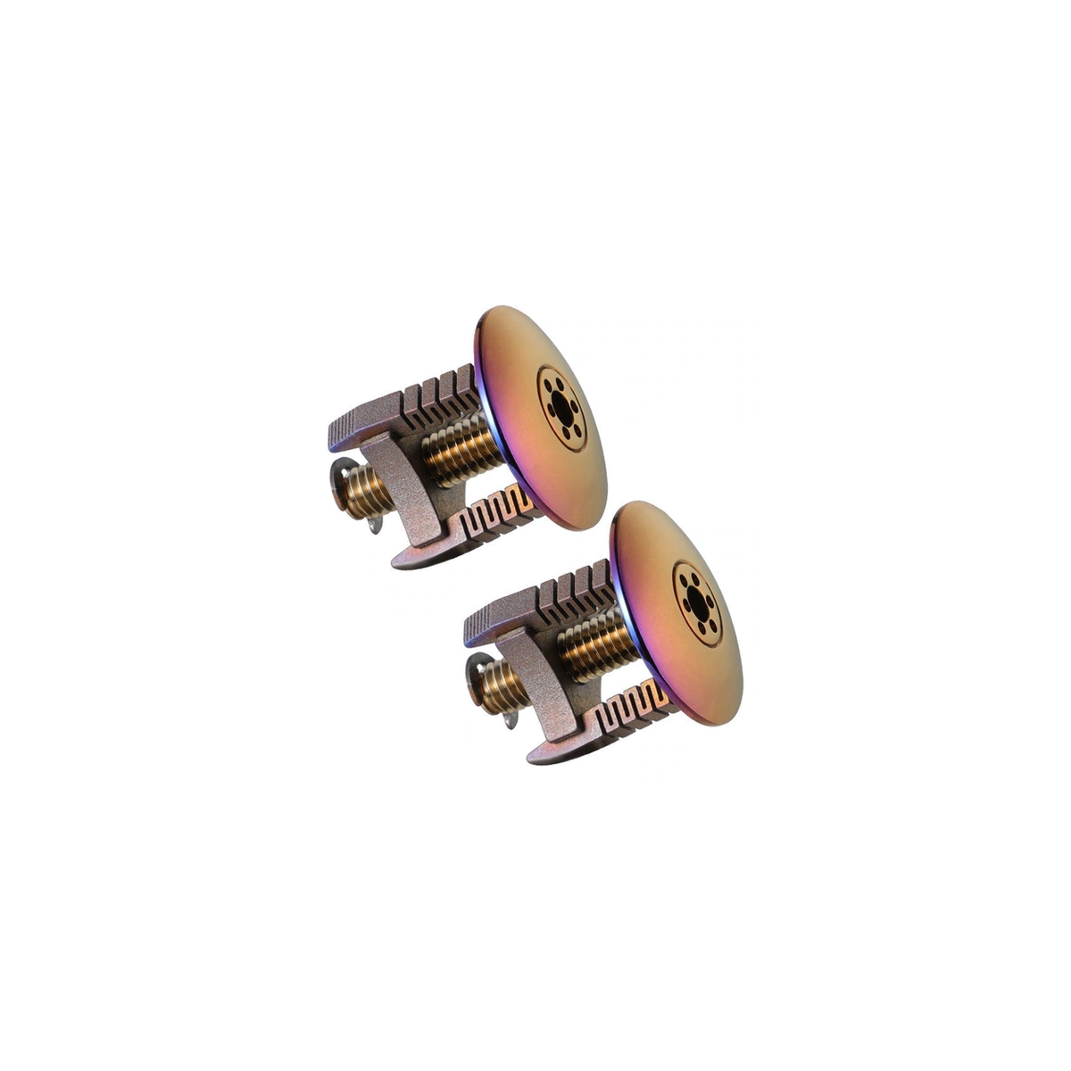 Titanium Bar End Plugs (Set of 2) — Purple-Gold