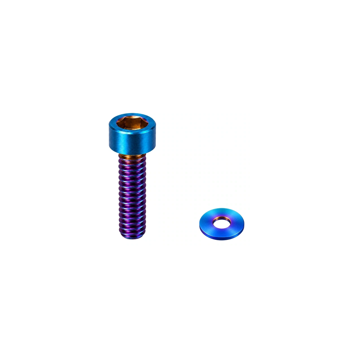 Titanium PNW Remote Cable Clamp Bolt and Washer — Burnt Blue