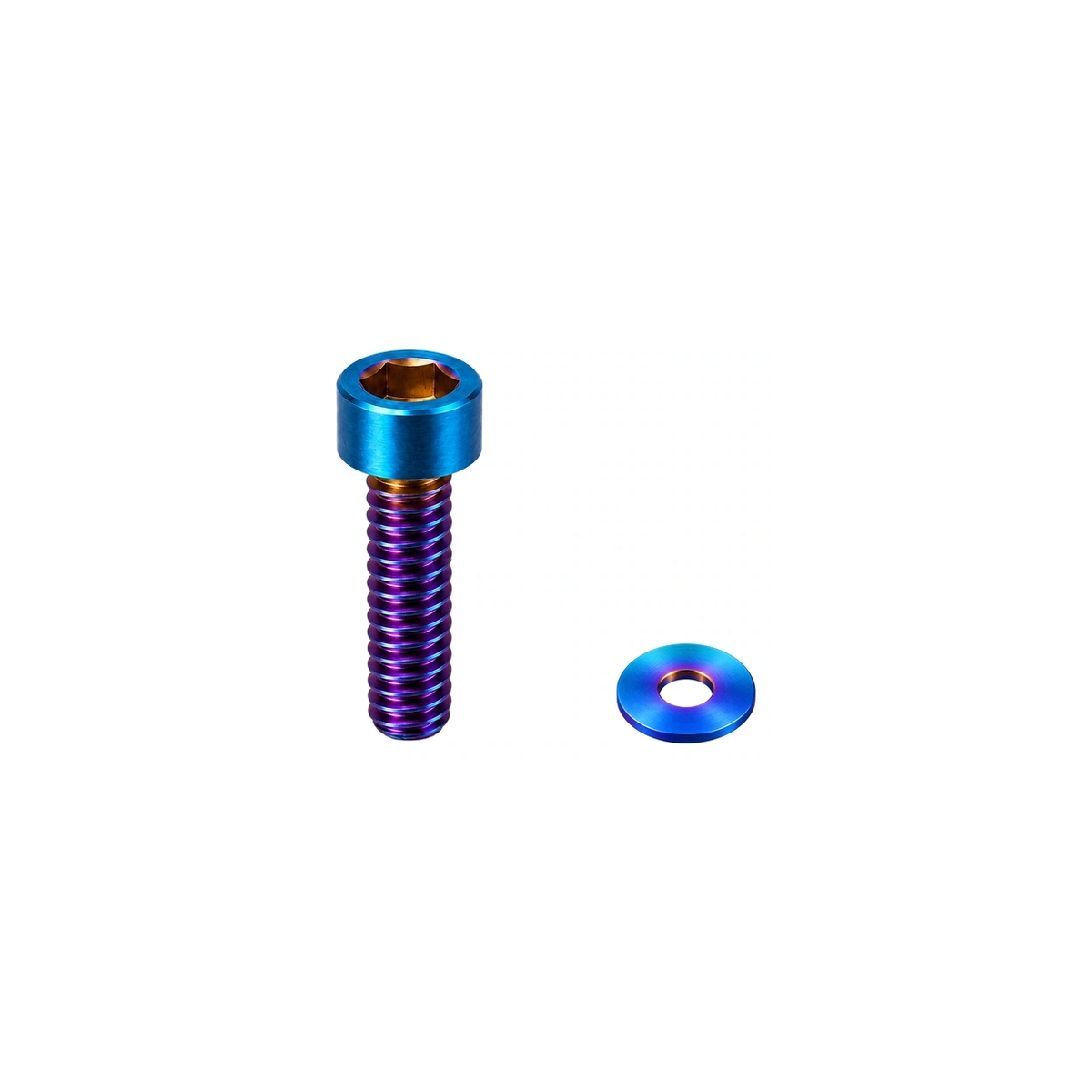 Titanium BikeYoke Remote Cable Clamp Bolt and Washer — Burnt Blue