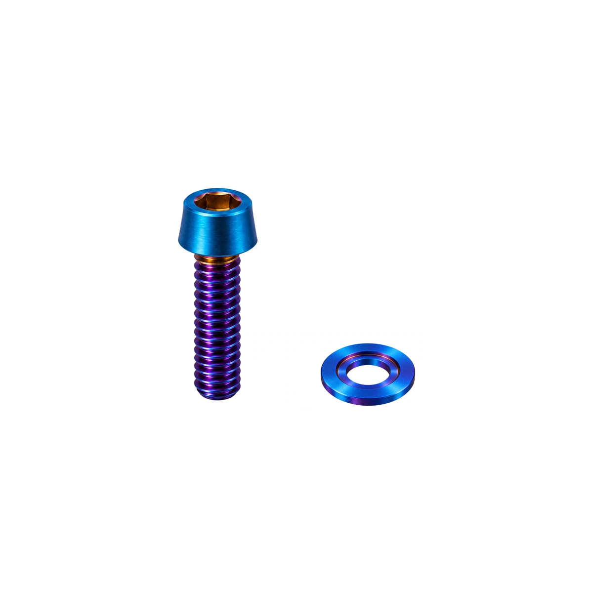 Titanium Brompton Pentaclip Bolt and Step Washer — Burnt Blue