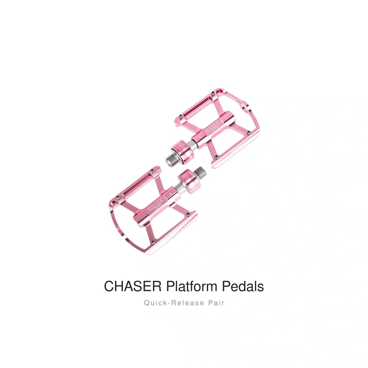 Chaser CNC 6061 Aluminum Platform Pedals, Pink