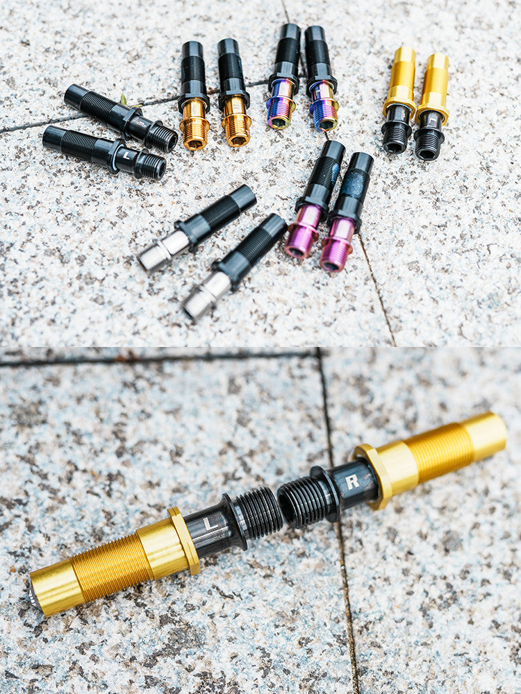 Chaser Titanium Axle Assembly for Shimano R550 / 105 / Ultegra Pedals — Raw Titanium
