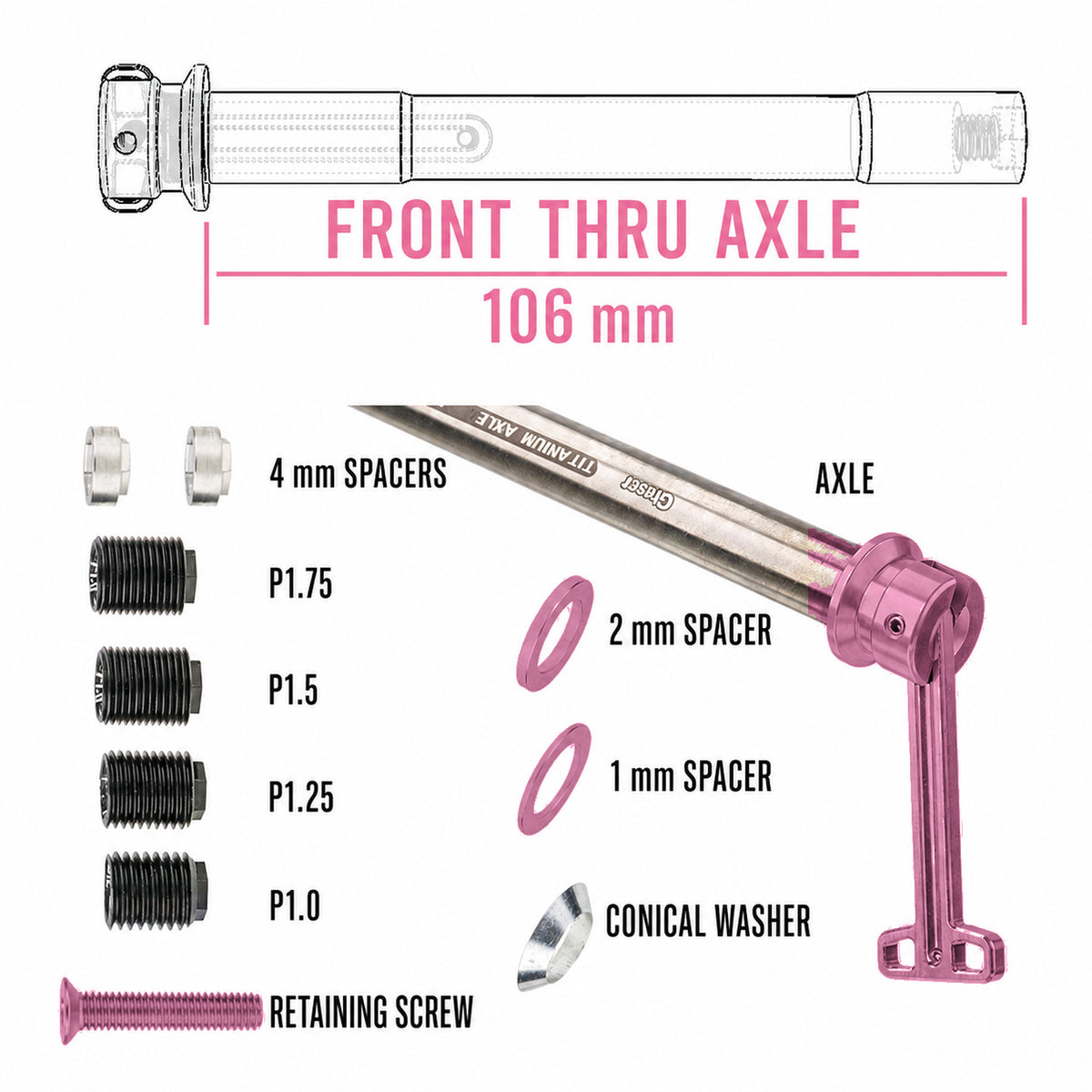 Chaser Adjustable TC11 Titanium Thru Axle Kit